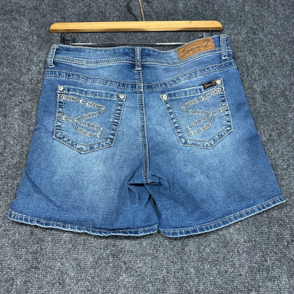 Seven7 Jean Shorts Womens 10 Blue Cotton Stretch Pockets Logo - Picture 5 of 6